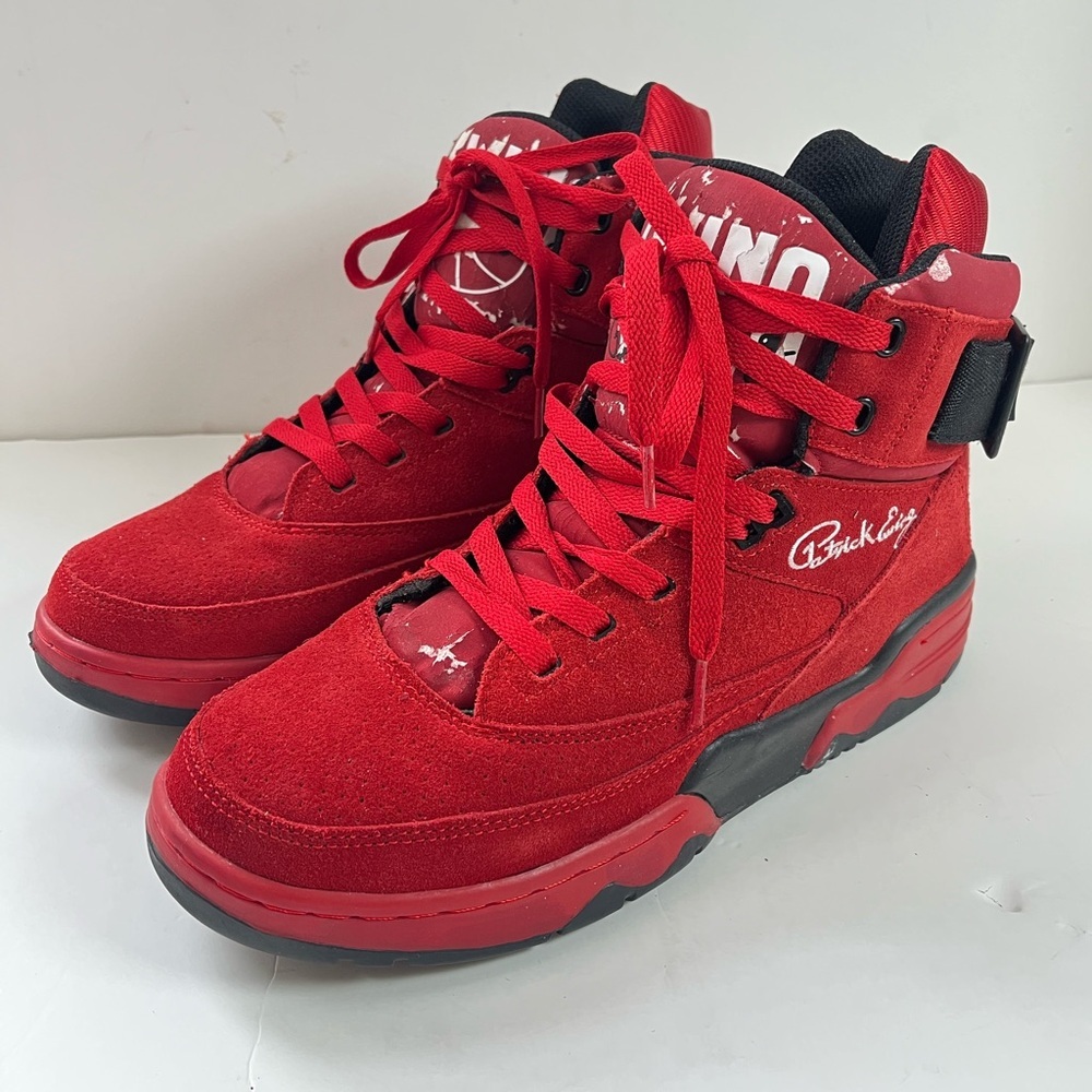 Patrick Ewing 33 HI Basketball High Top Sneakers Red Suede Size 10.5